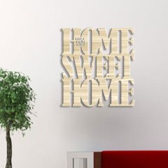 Kişiye Özel Home Sweet Home Açık Renk Dokulu Ahşap Duvar Yazısı - 2