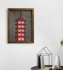 BK Home Minka Evi Tasarımlı Doğal Masif Ahşap Çerçeveli Tablo 45x65cm-1