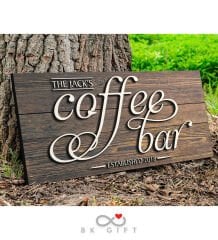 BK Gift Kişiye Özel Dekoratif Ahşap Coffee Bar Tabelası 46cm - Model 2
