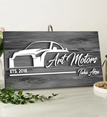BK Gift Kişiye Özel Galeri Tasarımlı Gri Dekoratif Ahşap Tabela