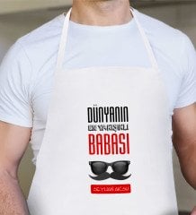 Kişiye Özel Dünyanın En Yakışıklı Babası Tasarımlı Beyaz Mutfak Önlüğü-2