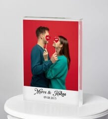 BK Gift Kişiye Özel İsimli Tarihli Fotoğraflı Akrilik Çerçeve-1, Sevgiliye Hediye, Eşe Hediye