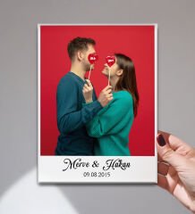 BK Gift Kişiye Özel İsimli Tarihli Fotoğraflı Akrilik Çerçeve-1, Sevgiliye Hediye, Eşe Hediye