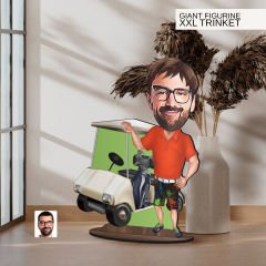 BK Gift Kişiye Özel Golf Oyuncusu Karikatürlü Büyük Boy Ahşap Biblo-8 Arkadaşa Hediye , Sevgiliye Hediye, Kişiye Özel Biblolar