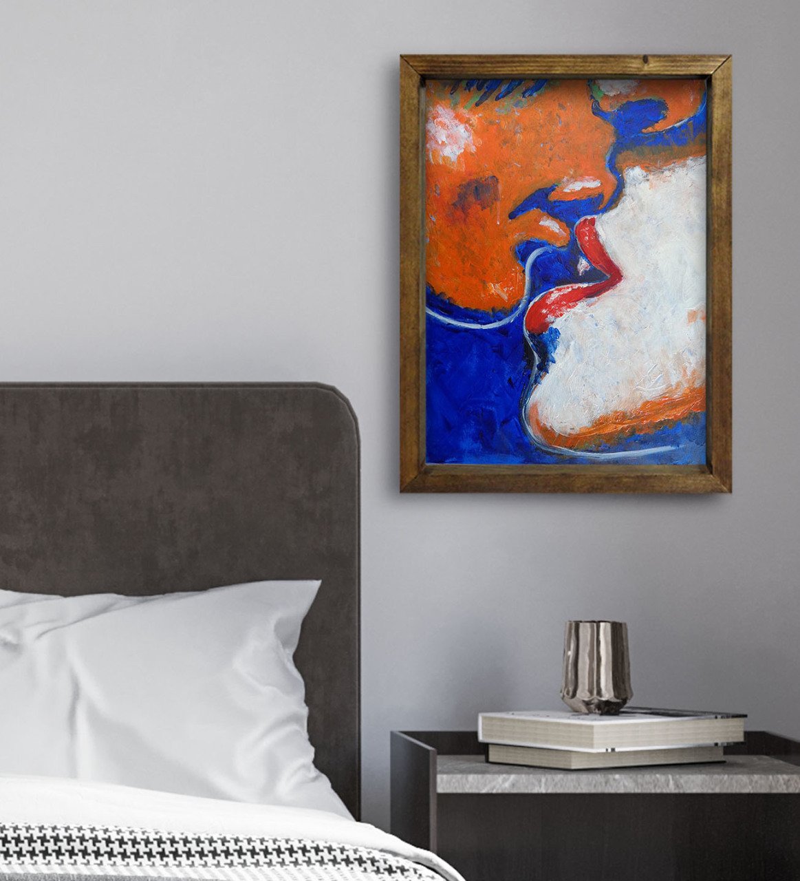 BK Gift Yatak Odası Konseptli Doğal Masif Ahşap Çerçeveli Tablo 45x65cm-103