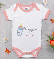 BK Kids Her Şeyin Başı Süt Tasarımlı Pembe Bebek Body Zıbın-1