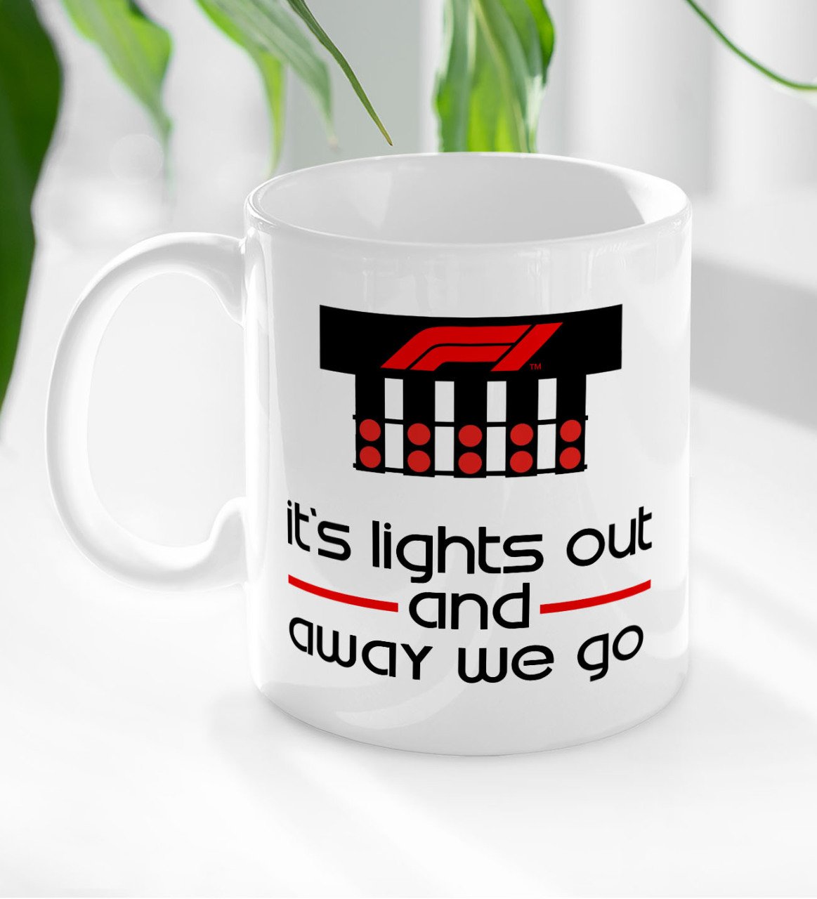 BK Gift F1 It's Lights Out Tasarımlı Beyaz Kupa Bardak-1