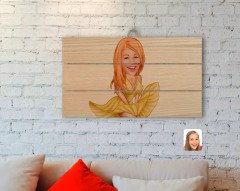 Kişiye Özel Marilyn Monroe Karikatürlü Otantik Ahşap Palet Tablo