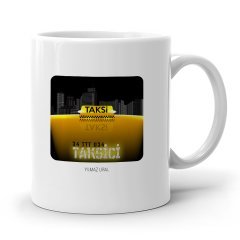 Kişiye Özel Mesleki Taksici Tasarımlı Beyaz Kupa Bardak - 1
