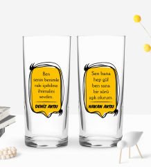 BK Gift Kişiye Özel İsimli DTF Rakı Sözleri Mottolu İkili Rakı Bardağı Seti-1, Arkadaşa Hediye, Sevgiliye Hediye