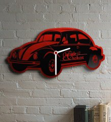 Kişiye Özel Retro Beetle Tasarımlı Ahşap Duvar Saati (Model 1-2)