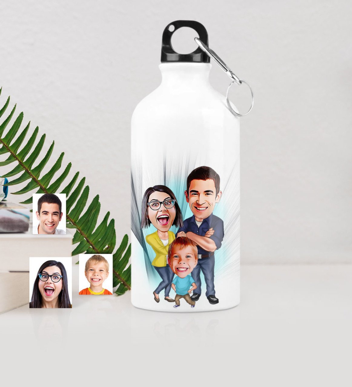 Kişiye Özel Aile Karikatürlü Metal Suluk (500 ml.) 1