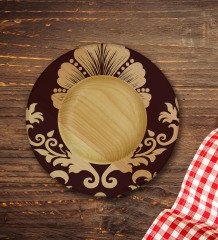 Kişiye Özel Retro Motif Tasarımlı Doğal Ahşap Tabaklı Türk Kahvesi Fincanı Model 7