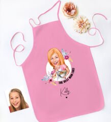 BK Gift Kişiye Özel Karikatürlü Anneler Günü Tasarımlı Pembe Mutfak Önlüğü, Aşçı Önlüğü, Şef Önlüğü, Anneye Hediye-7