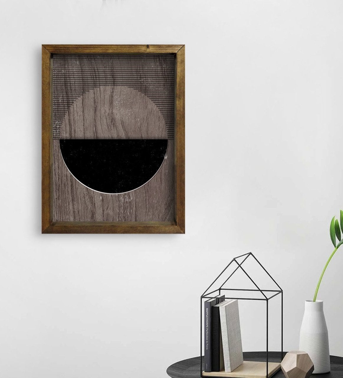 BK Home Modern Art Tasarımlı Doğal Masif Ahşap Çerçeveli Tablo 45x65cm-6