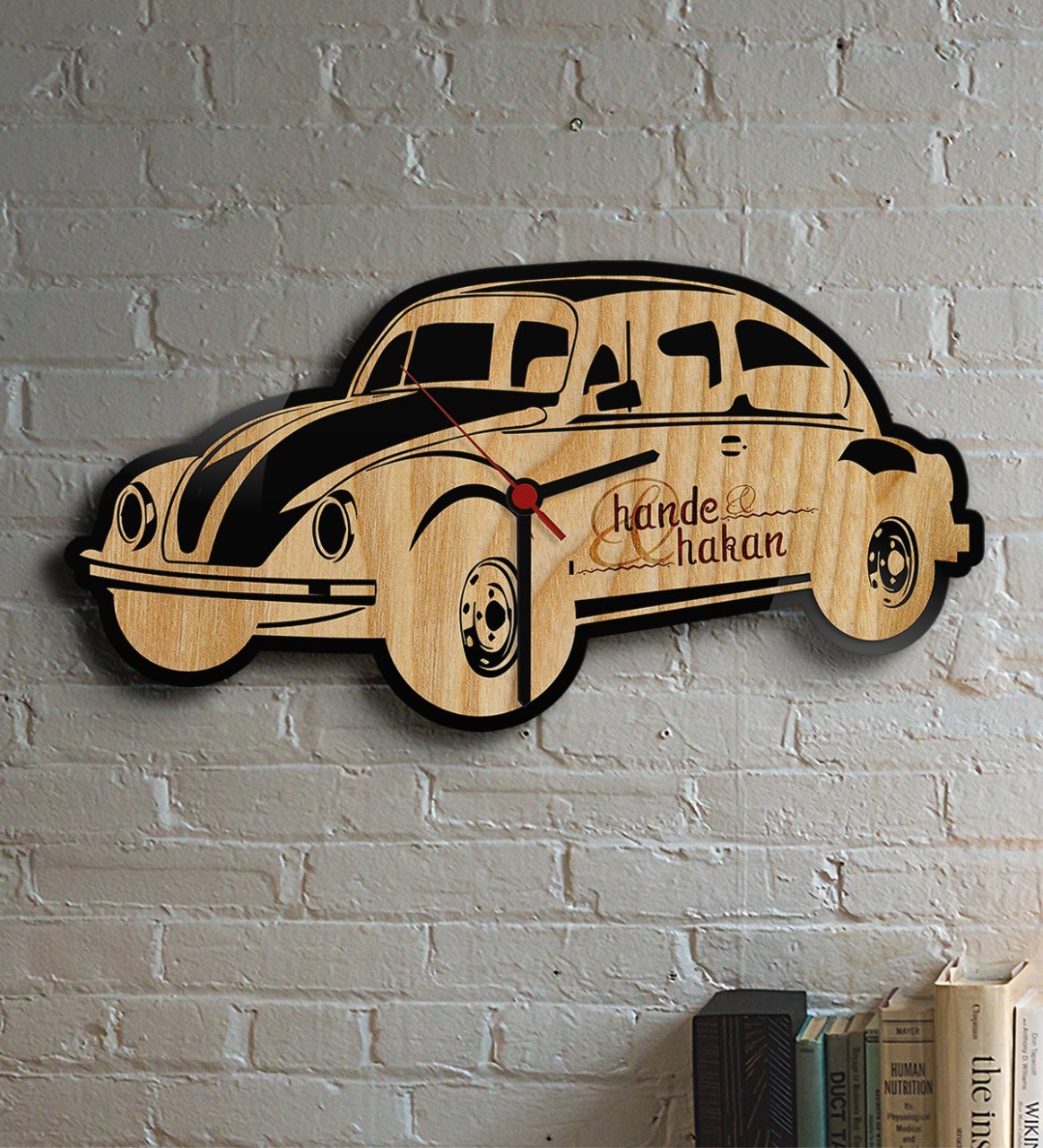 Kişiye Özel Retro Beetle Tasarımlı Ahşap Duvar Saati (Model 1-4)