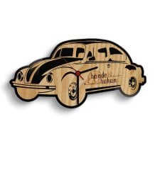 Kişiye Özel Retro Beetle Tasarımlı Ahşap Duvar Saati (Model 1-4)
