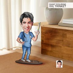 BK Gift Kişiye Özel Hemşire Karikatürlü Büyük Boy Ahşap Biblo-1 Arkadaşa Hediye, Sevgiliye Hediye, Kişiye Özel Biblolar