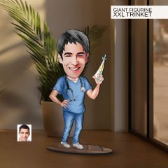 BK Gift Kişiye Özel Hemşire Karikatürlü Büyük Boy Ahşap Biblo-1 Arkadaşa Hediye, Sevgiliye Hediye, Kişiye Özel Biblolar