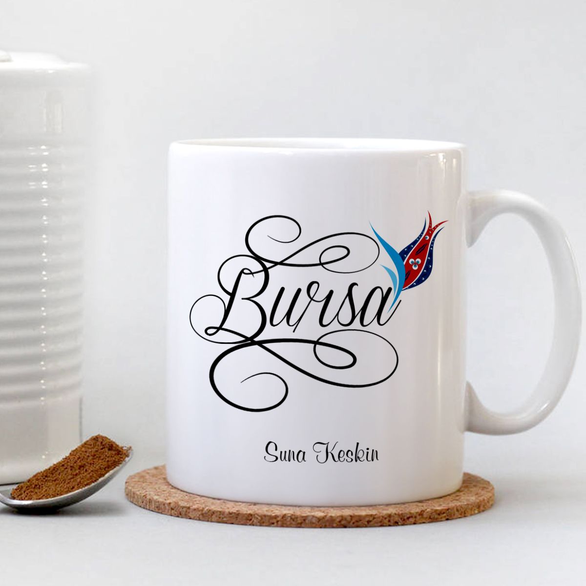 Kişiye Özel Bursa Beyaz Kupa Bardak - 004