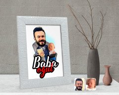 Kişiye Özel Baba Oğul Karikatürlü Dekoratif Çerçeve-4