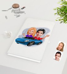 Kişiye Özel Sevgililer Karikatürlü Beyaz Defter-52
