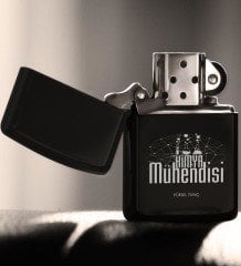 Kişiye Özel Mesleki Kimya Mühendisi Benzinli Siyah Metal Çakmak - 1