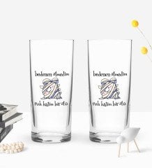 Bk Gift Renkli Baskılı Ruh Halim Bir Ölü Tasarımlı İkili Rakı Bardağı Seti-1