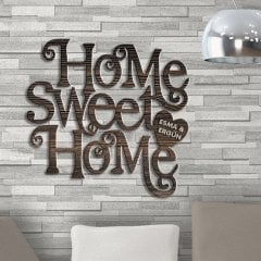 Kişiye Özel Home Sweet Home Koyu Renk Dokulu Ahşap Duvar Yazısı - 3