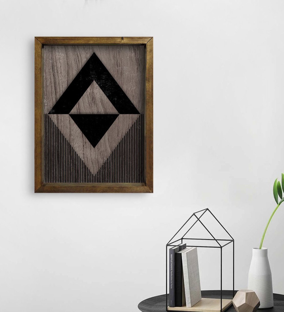 BK Home Modern Art Tasarımlı Doğal Masif Ahşap Çerçeveli Tablo 45x65cm-10