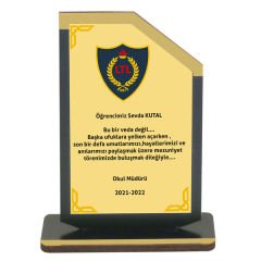 Sublimasyon Metal Baskılı Siyah Ahşap Plaket  - Altın Metalli