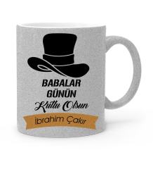 Kişiye Özel Babalar Günü Temalı Gümüş Simli Kupa Bardak 24-452