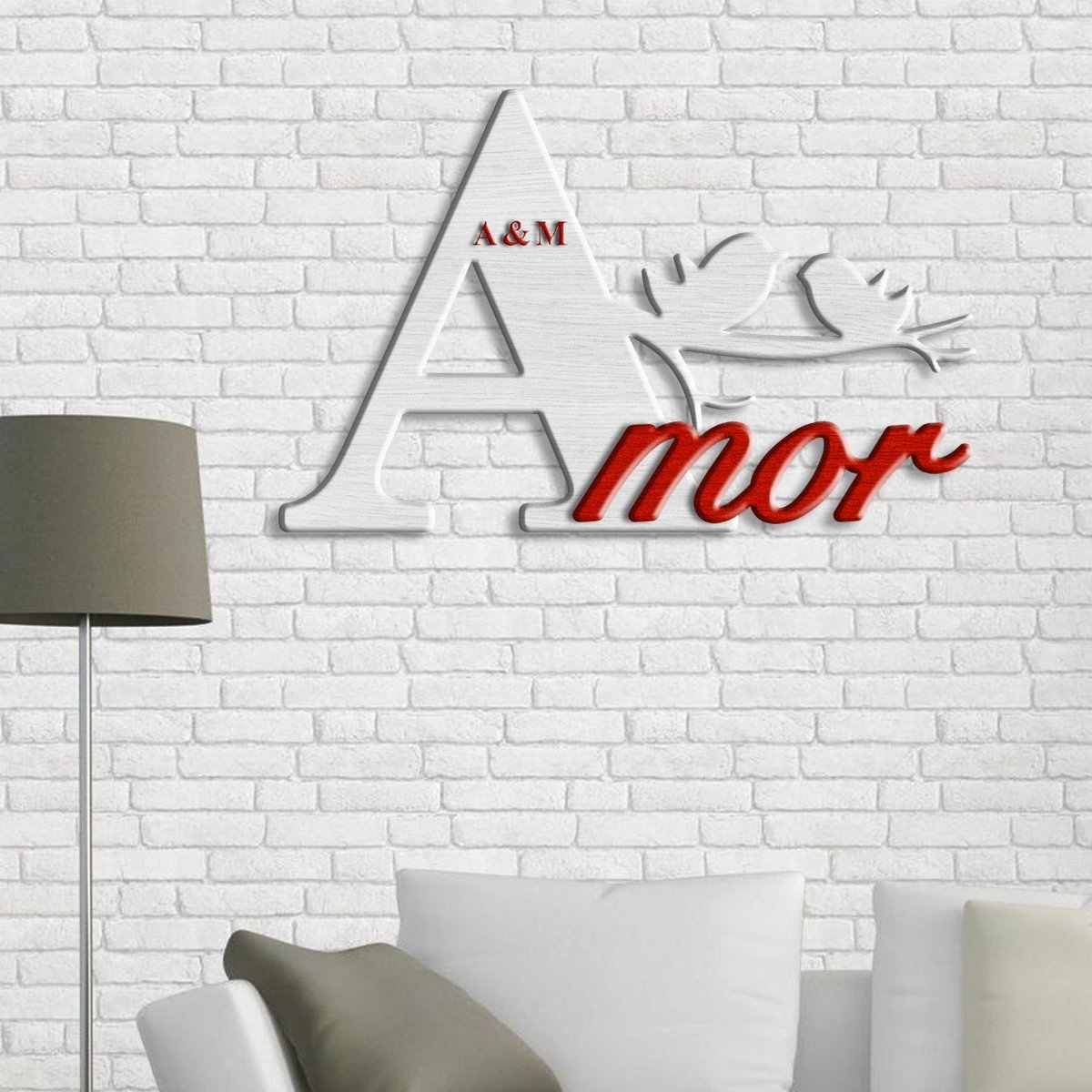 Kişiye Özel Amor Tasarımlı Ahşap Duvar Yazısı - 1