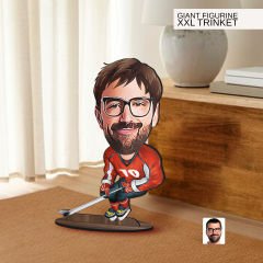 BK Gift Kişiye Özel Hokey Oyuncusu Karikatürlü Büyük Boy Ahşap Biblo-1 Arkadaşa Hediye , Sevgiliye Hediye, Kişiye Özel Biblolar