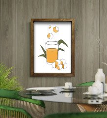 BK Gift Cafe & Bar & Restaurant Konseptli Doğal Masif Ahşap Çerçeveli Tablo 45x65cm-62