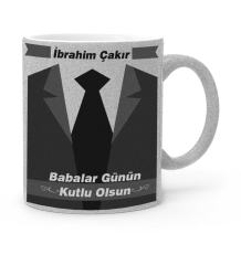 Kişiye Özel Babalar Günü Temalı Gümüş Simli Kupa Bardak 25-453