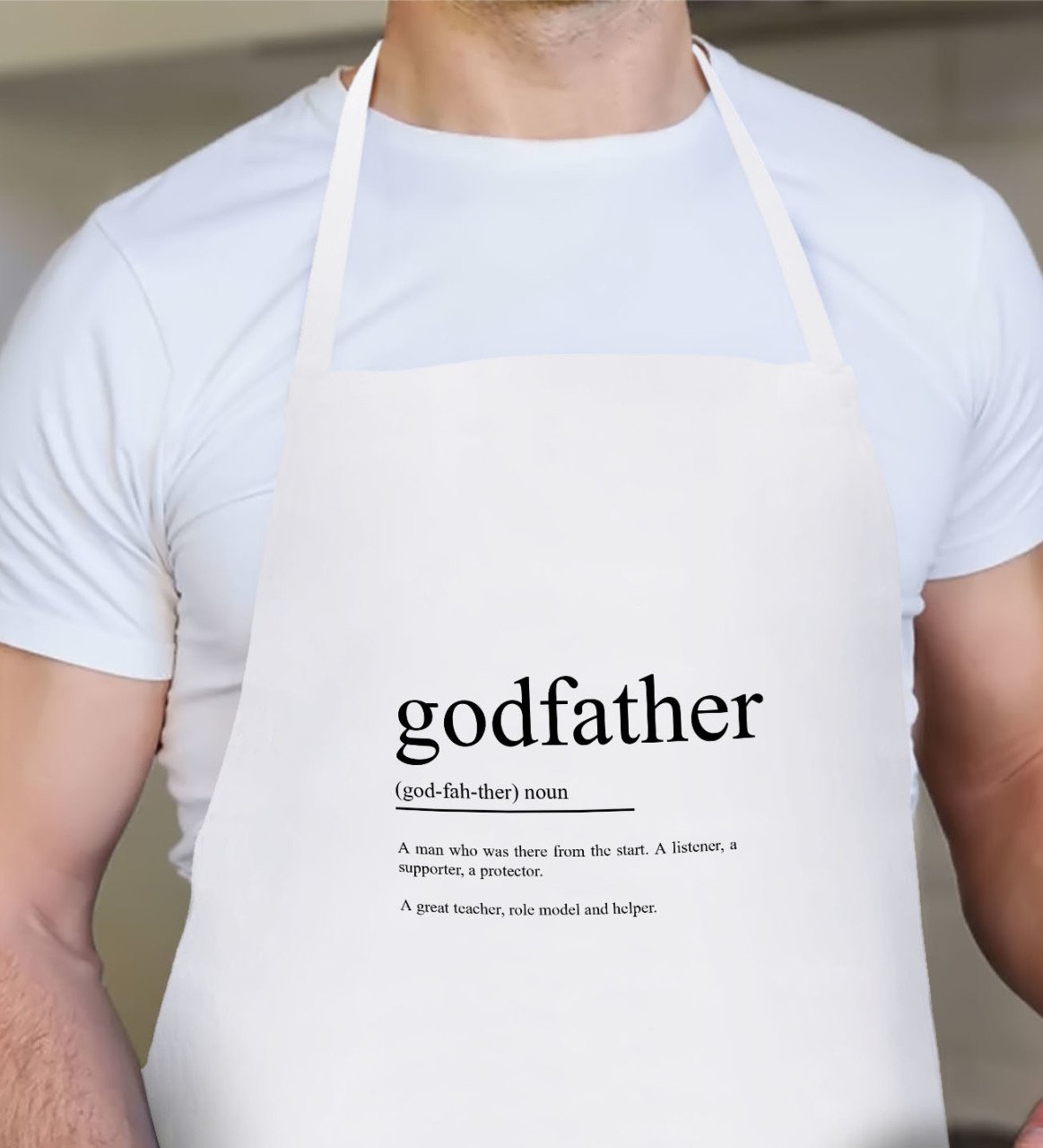 BK Home Godfather Baba Tasarımlı Beyaz Mutfak Önlüğü-1