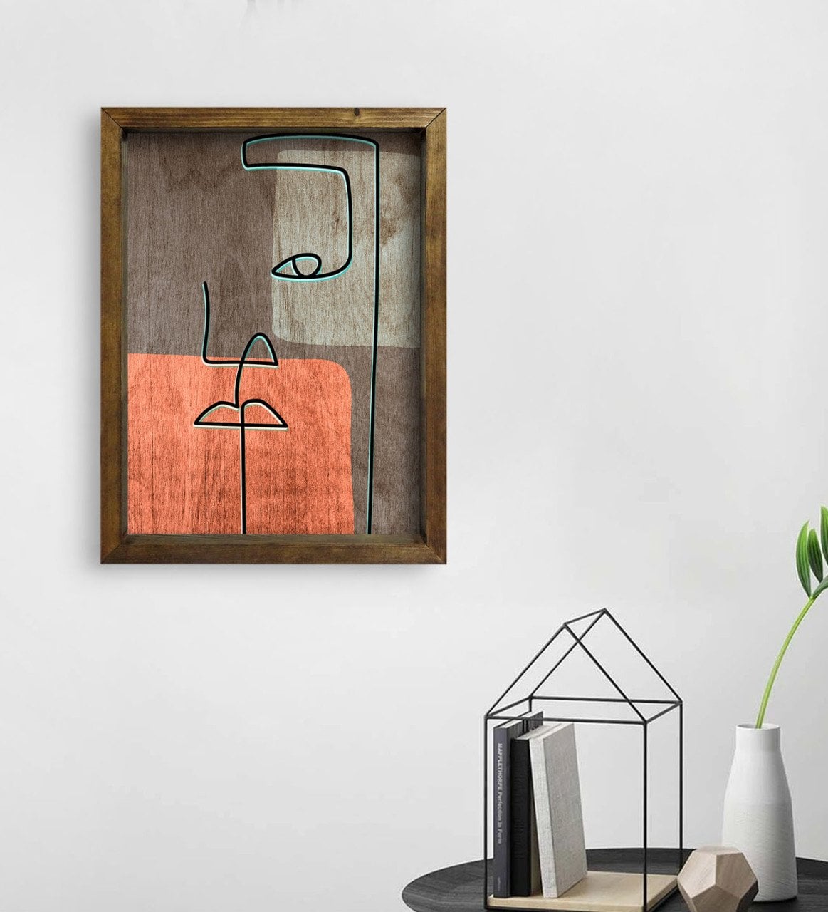 BK Home Picasso Style Tasarımlı Doğal Masif Ahşap Çerçeveli Tablo 45x65cm-7