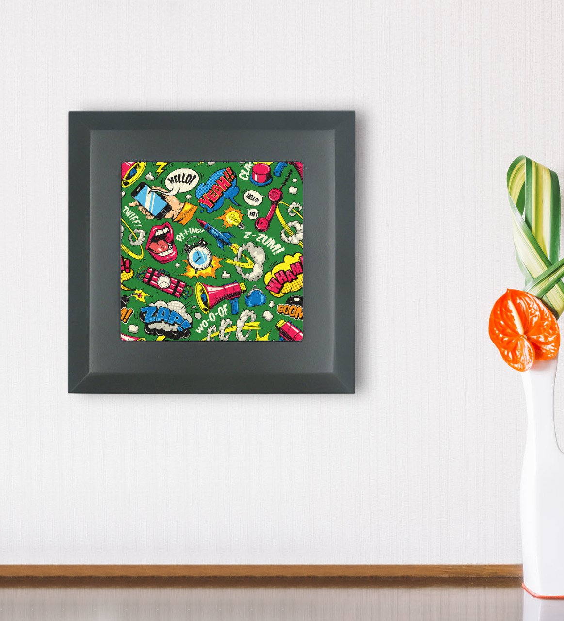 BK Gift Pop Art Tasarımlı Ahşap Çerçeveli Taş Duvar Dekoru-5