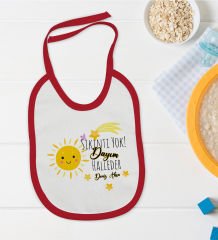 BK Kids Kişiye Özel Sıkıntı Yok Dayım Halleder Tasarımlı Kırmızı Bebek Mama Önlüğü-1