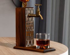 BK Gift Kişiye Özel Kabartma İsimli Musluklu Doğal Ahşap İçki Standı, Home Bar, Viski Çeşmesi, İçecek Dispenseri, Ahşap İçecek Çeşmesi-23