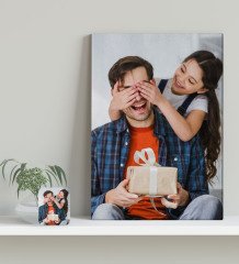 Kişiye Özel Babalar Günü Hediyesi Fotoğraflı Kanvas Tablo 30x50cm-1