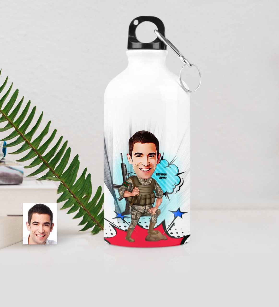 Kişiye Özel Uzman Çavuş Karikatürlü Metal Suluk (500 ml.)