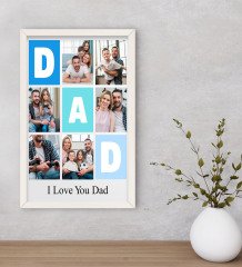 Kişiye Özel Dad Temalı Dekoratif Ahşap Beyaz Çerçeveli Tablo 40x25cm-1