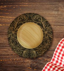 Kişiye Özel Retro Motif Tasarımlı Doğal Ahşap Tabaklı Türk Kahvesi Fincanı Model 16