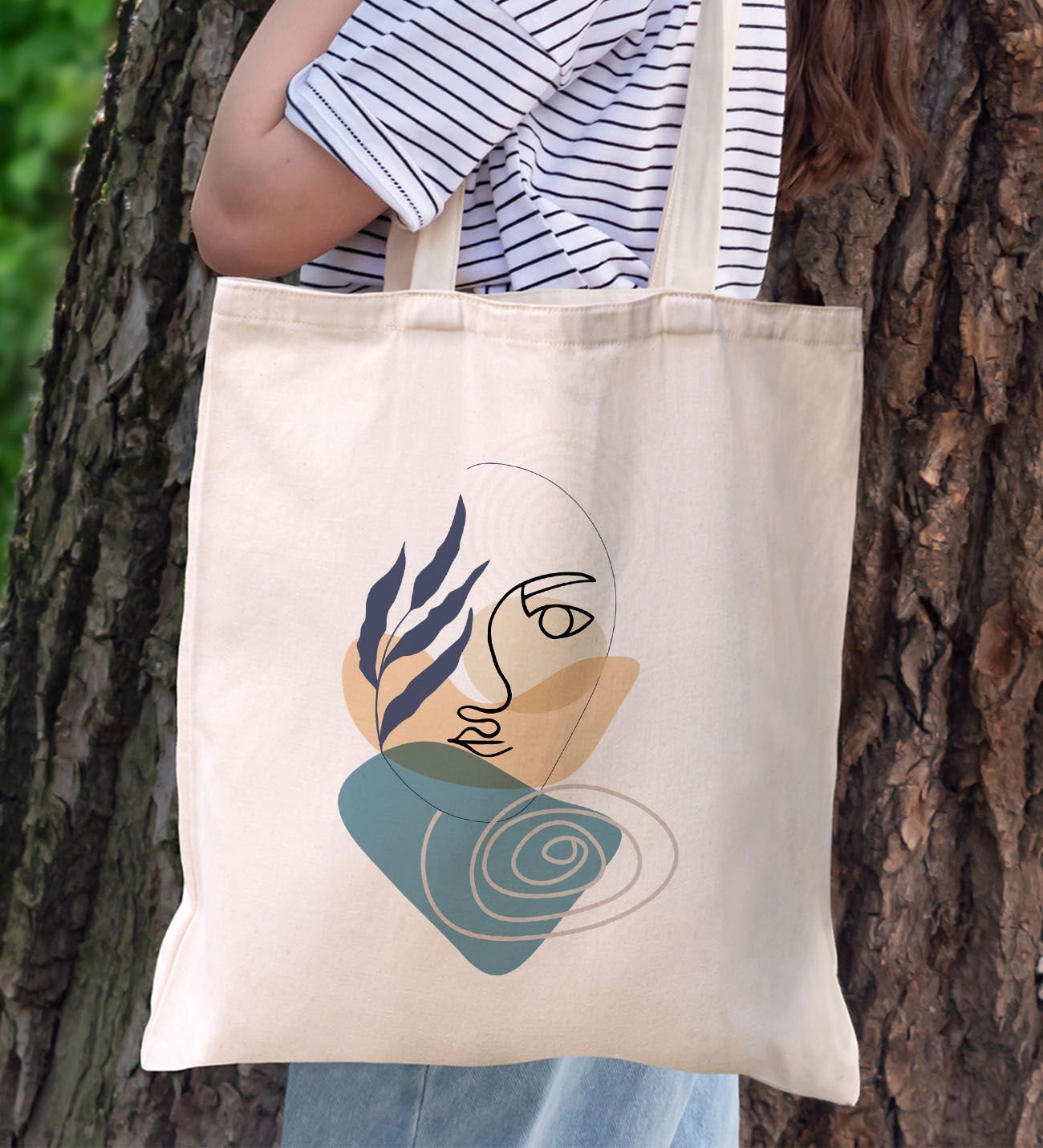 BK Gift Modern Art Tasarımlı Kanvas Bez Çanta, Baskılı Omuz Çantası, Alışveriş Çantası, Plaj Çantası, Arkadaşa Hediye-3