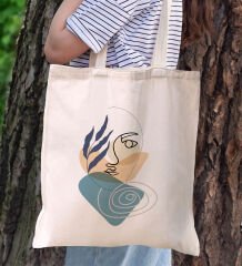 BK Gift Modern Art Tasarımlı Kanvas Bez Çanta, Baskılı Omuz Çantası, Alışveriş Çantası, Plaj Çantası, Arkadaşa Hediye-3