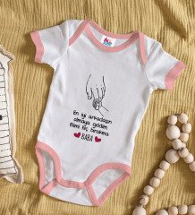 BK Kids Baba Tasarımlı Pembe Bebek Body Zıbın-1