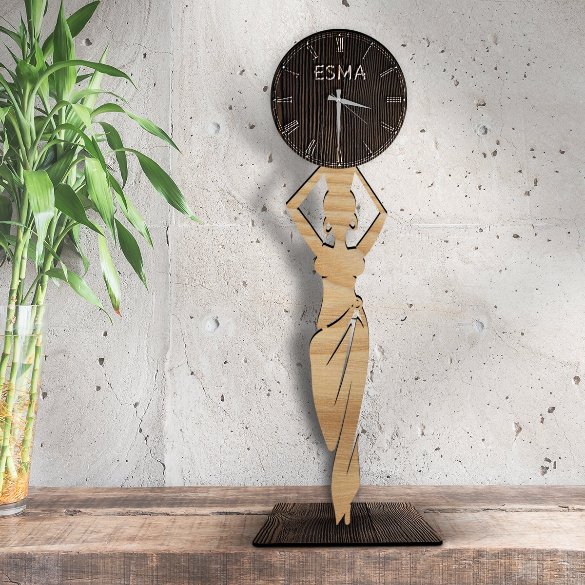 Kişiye Özel Saatli Ahşap Biblo - 4