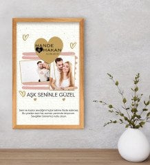 Kişiye Özel Fotoğraflı Mesajlı Dekoratif Retro Ahşap Çerçeveli Tablo 40x25cm-2